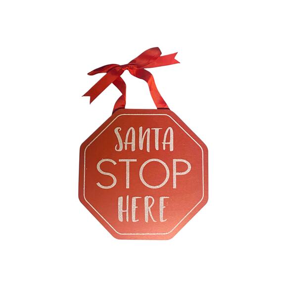 Santa Stop Here Christmas Sign | Holiday Door Decor | Kids Christmas Wall Sign - Picture 5 of 5